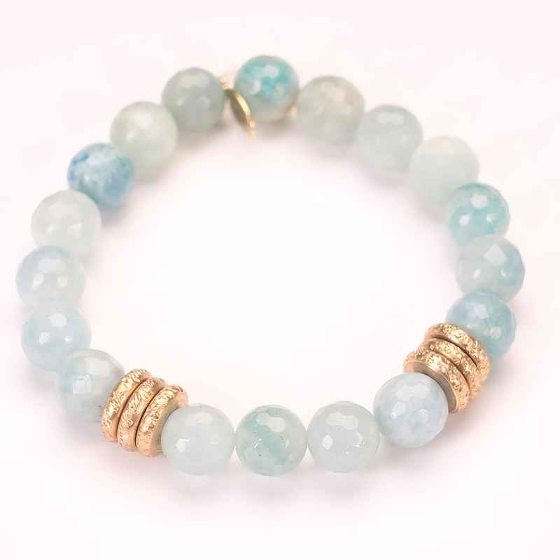 Semi-Precious Birthstone Bracelet with Rings (march)